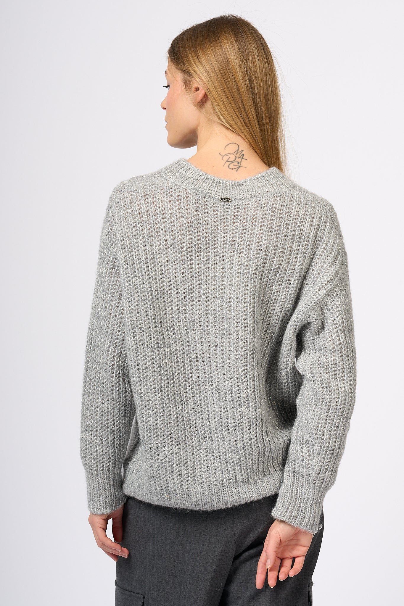 Herno V Cornflower Sweater Pearl Grey Women-5