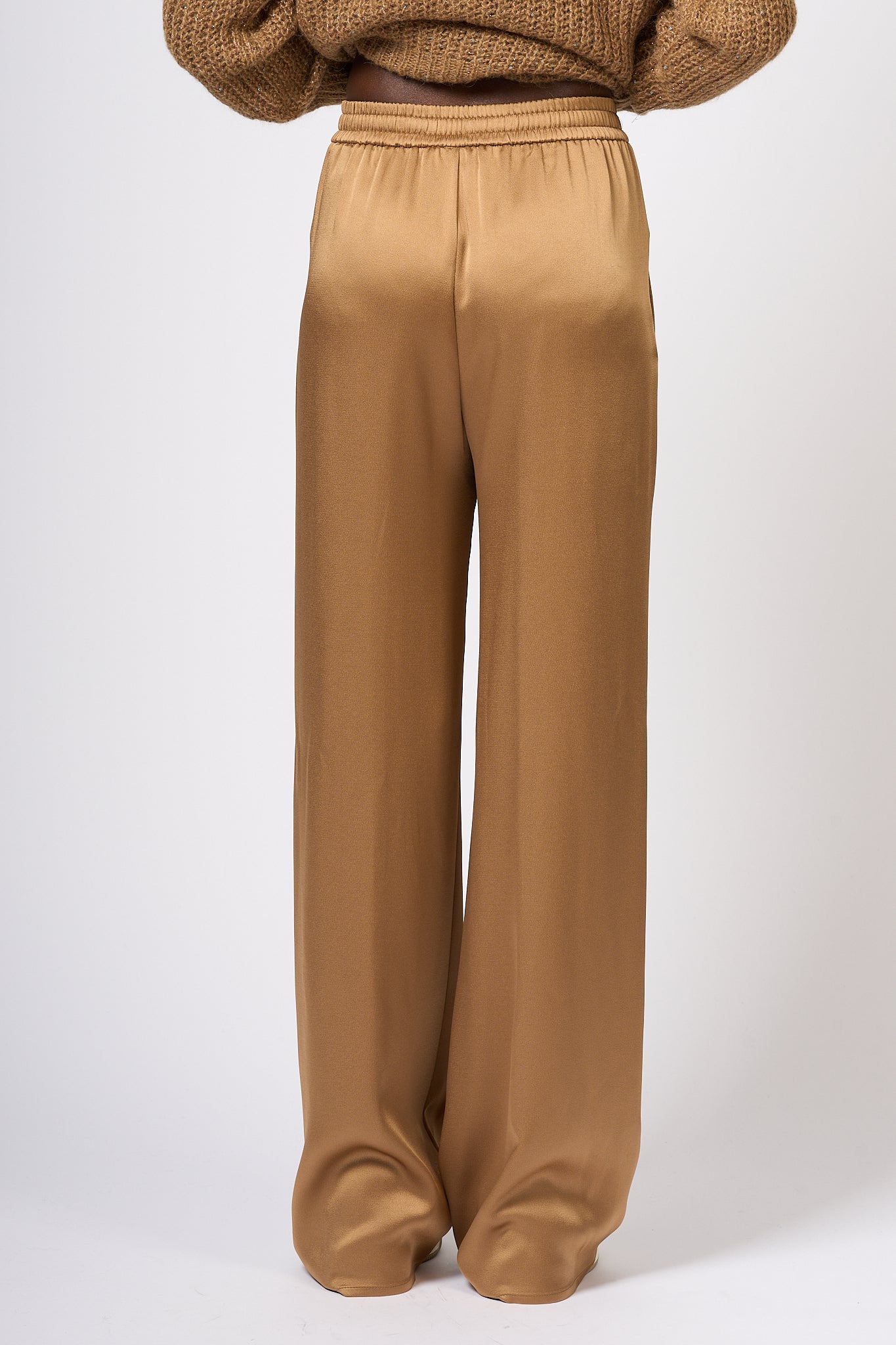 Herno Women's Camel Satin Trousers-6