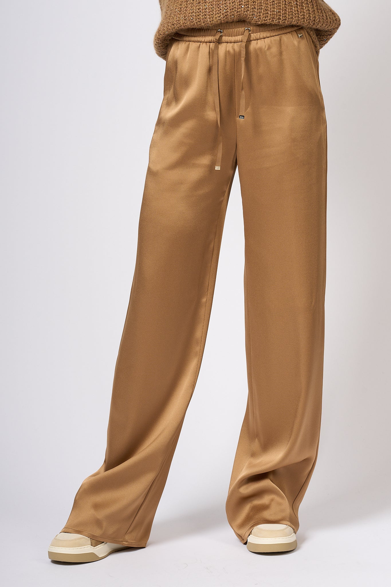 Herno Women's Camel Satin Trousers-1