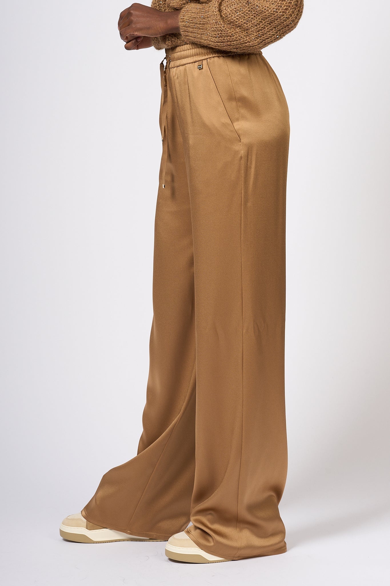 Herno Women's Camel Satin Trousers-4