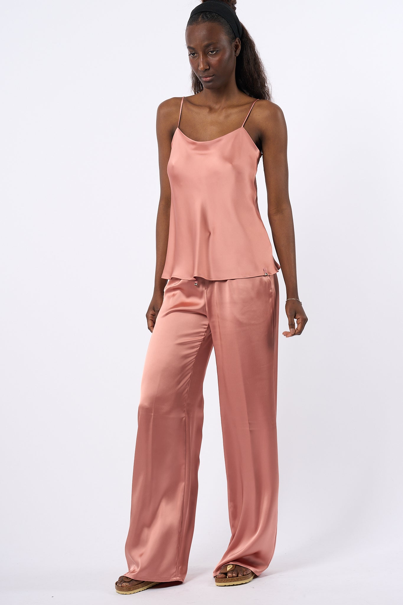 Herno Pantaloni Satin Rosa Donna-7