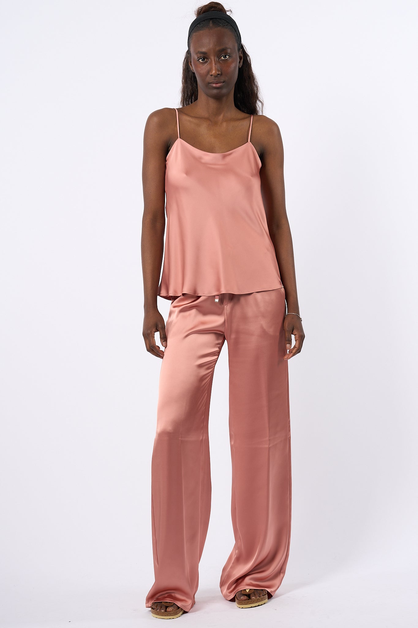 Herno Pantaloni Satin Rosa Donna-3