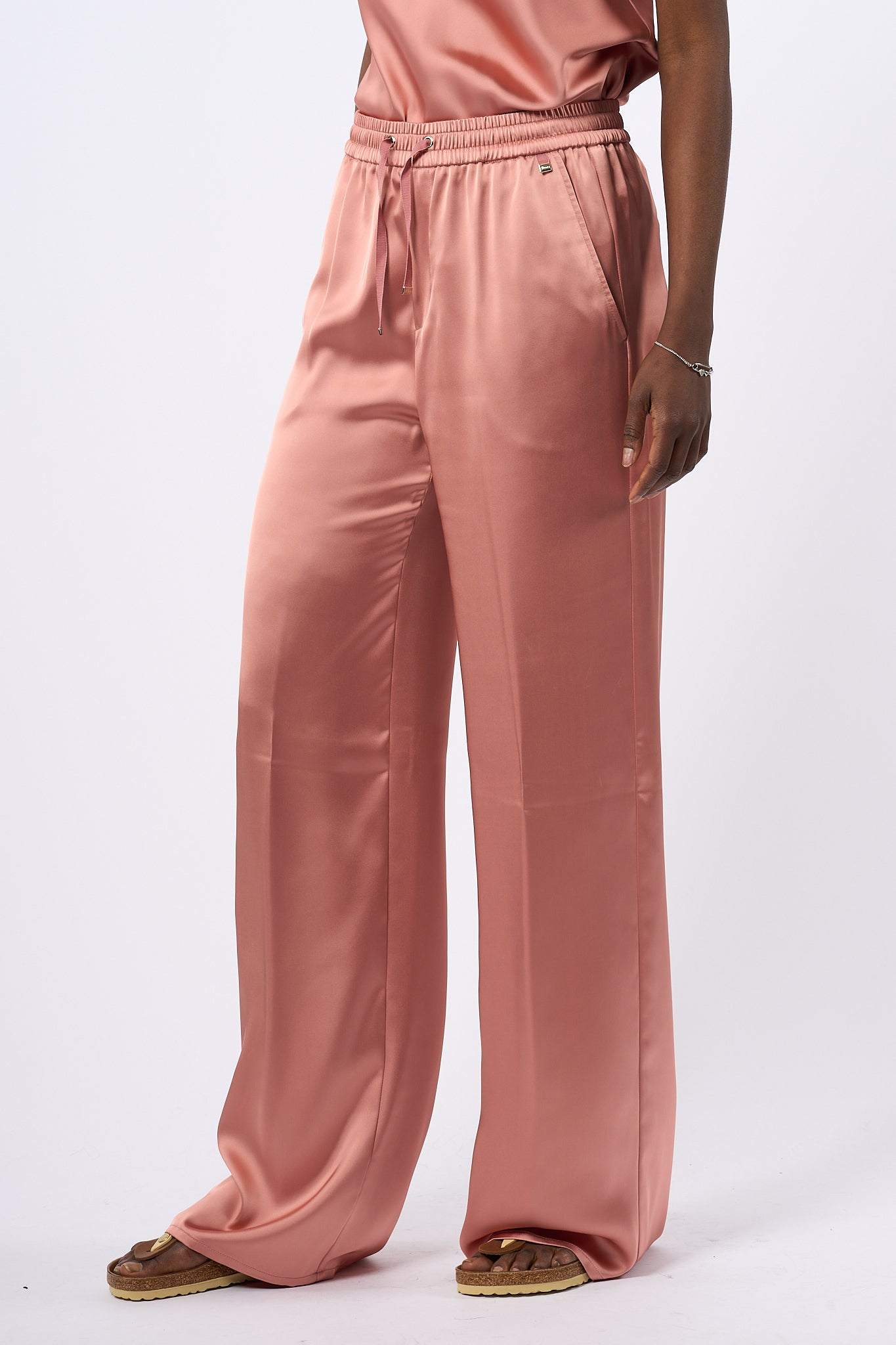 Herno Pantaloni Satin Rosa Donna-1