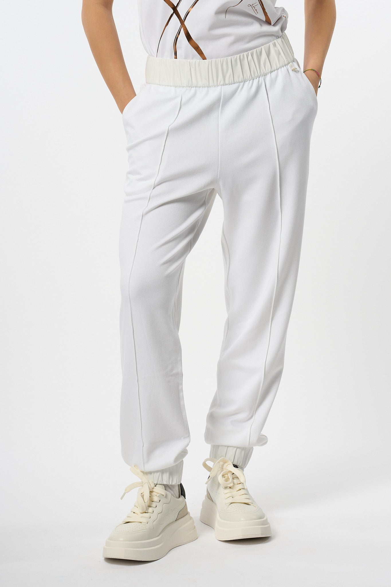 Herno Pantaloni Tuta Bianco Donna-1