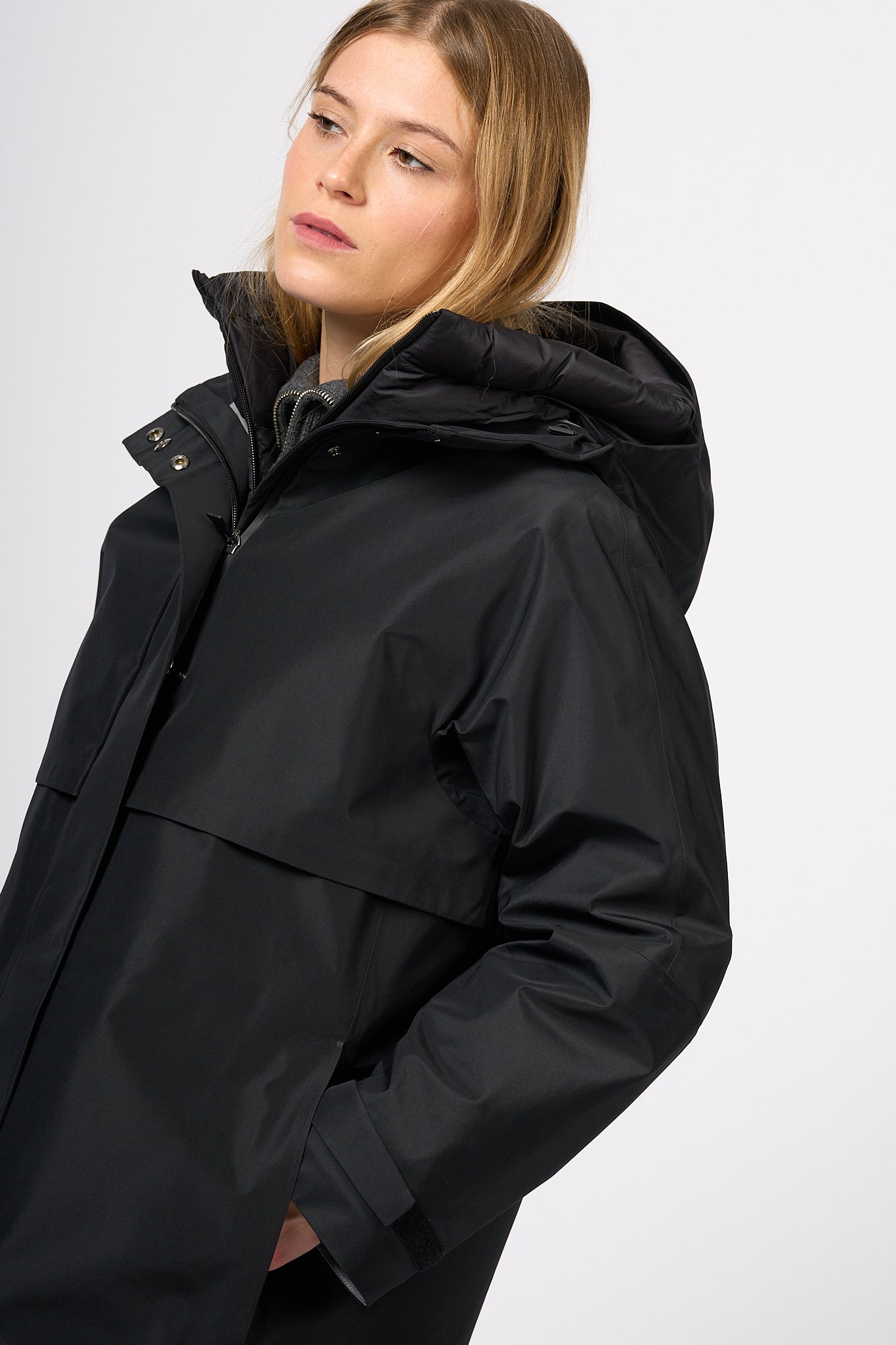 Herno Double Parka with Black Down Jacket Women-10