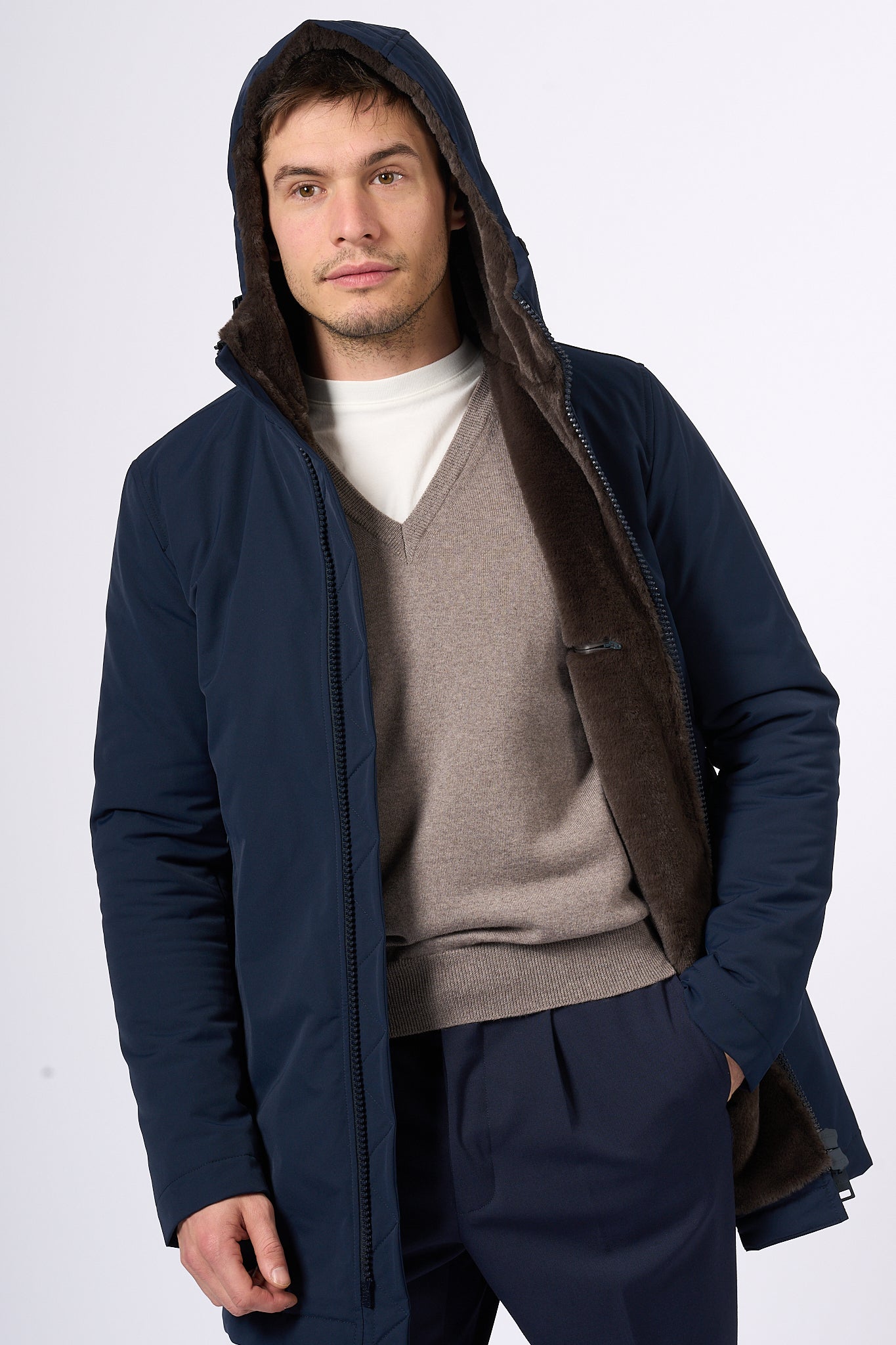 Herno Parka Keystone Blu/marr Uomo-8