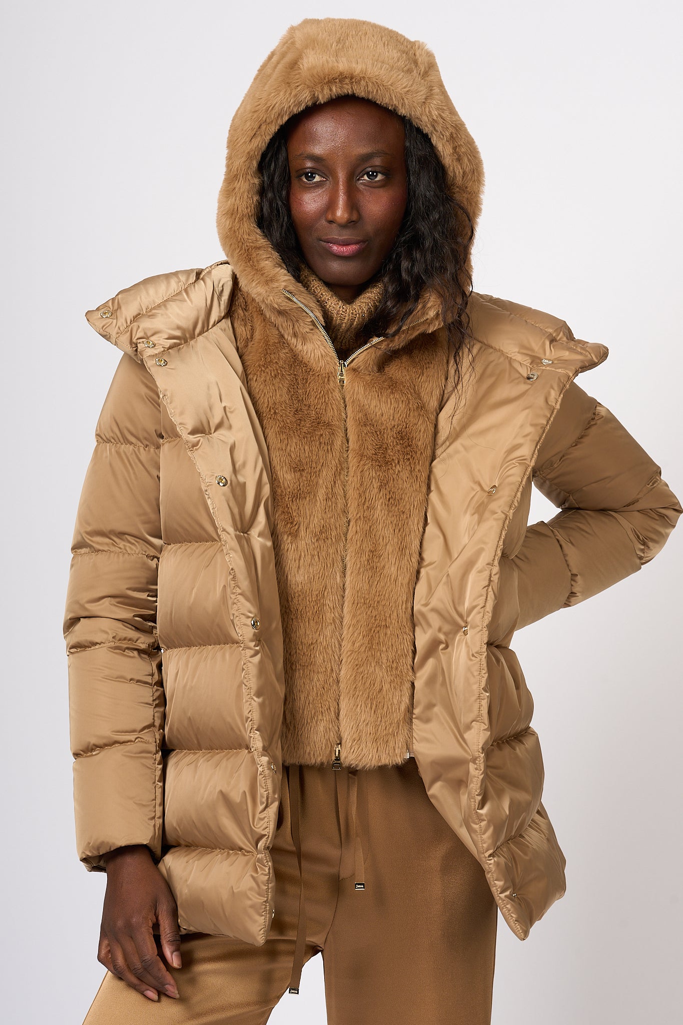 Herno A-shape Down Jacket Camel Women-1