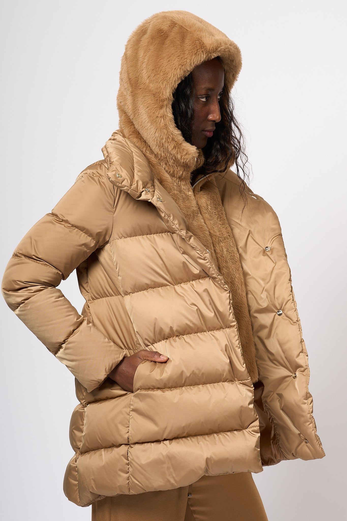 Herno A-shape Down Jacket Camel Women-10