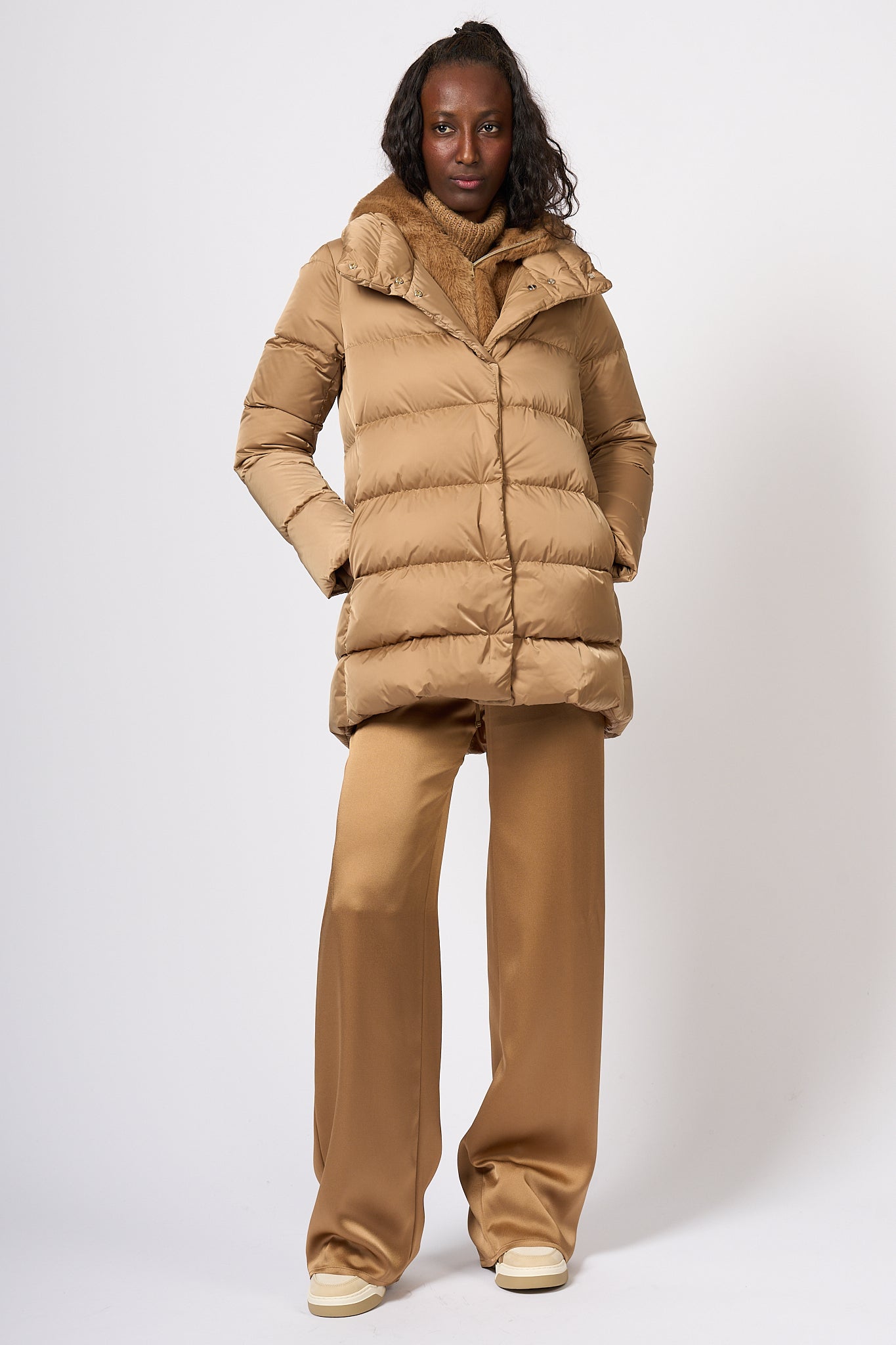 Herno A-shape Down Jacket Camel Women-4