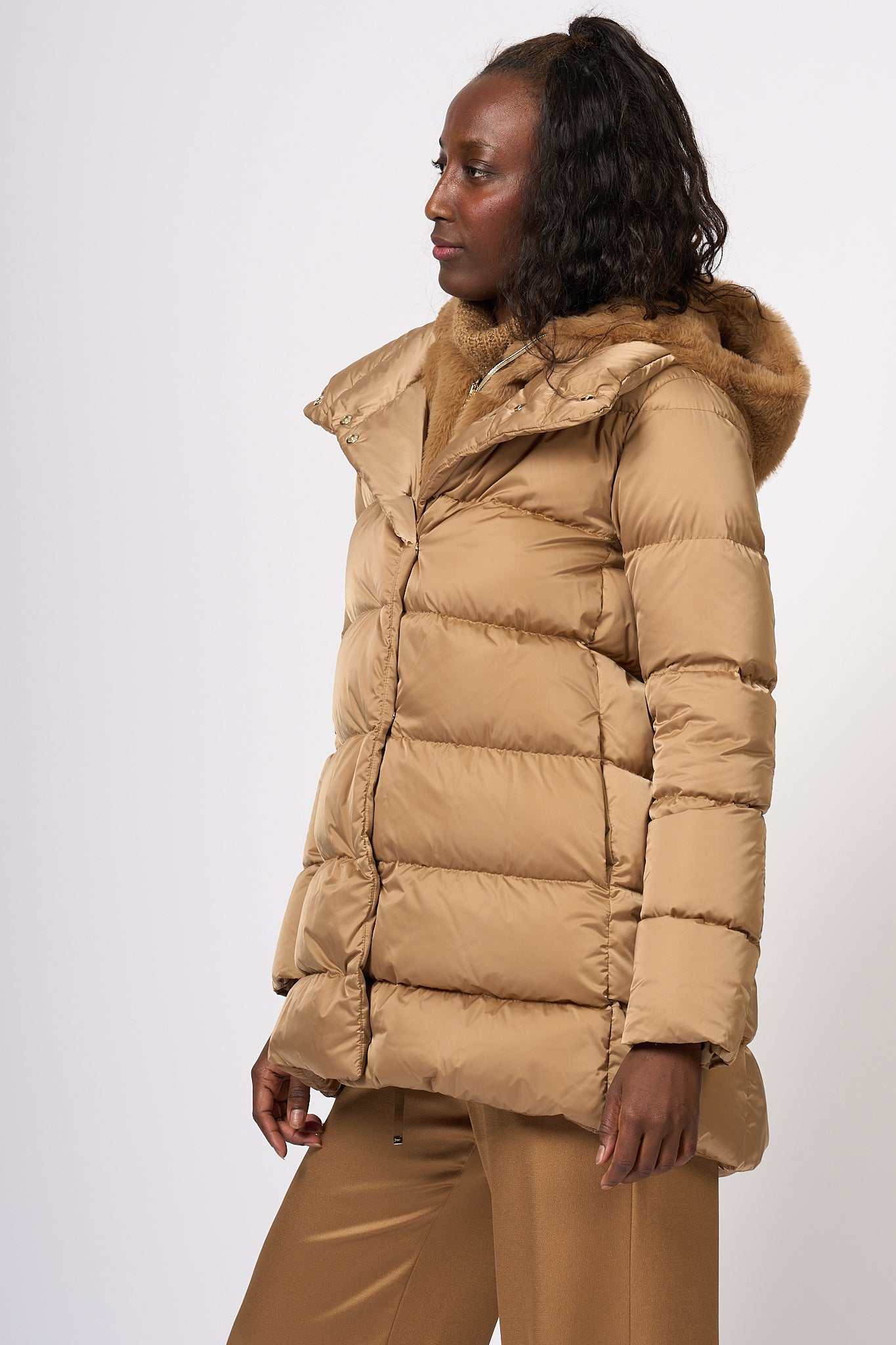 Herno A-shape Down Jacket Camel Women-3