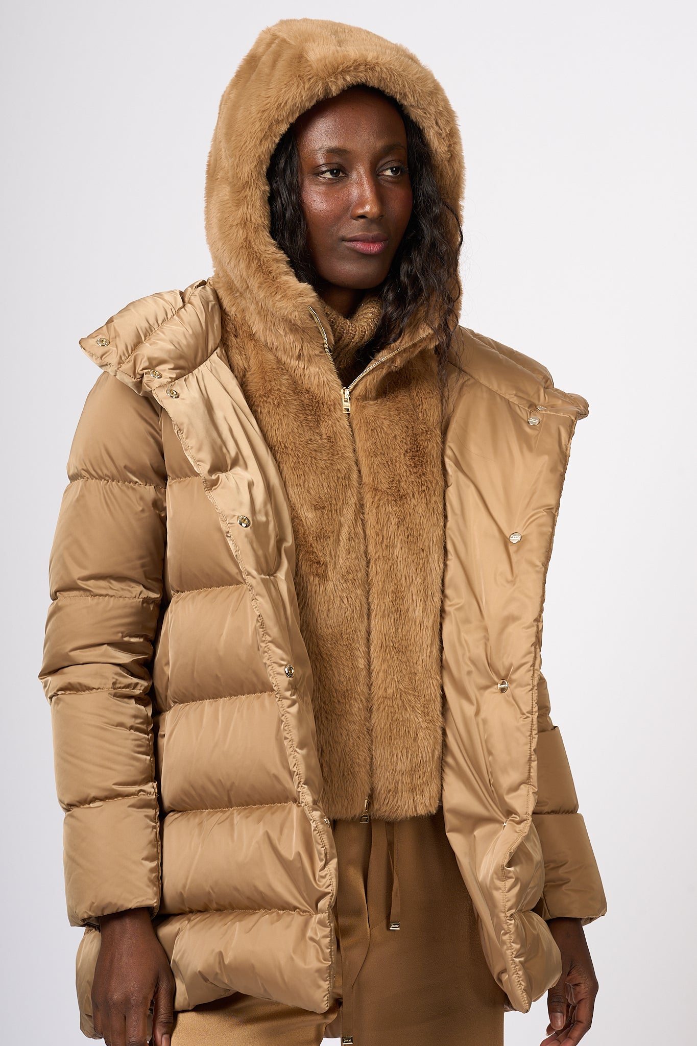 Herno A-shape Down Jacket Camel Women-8