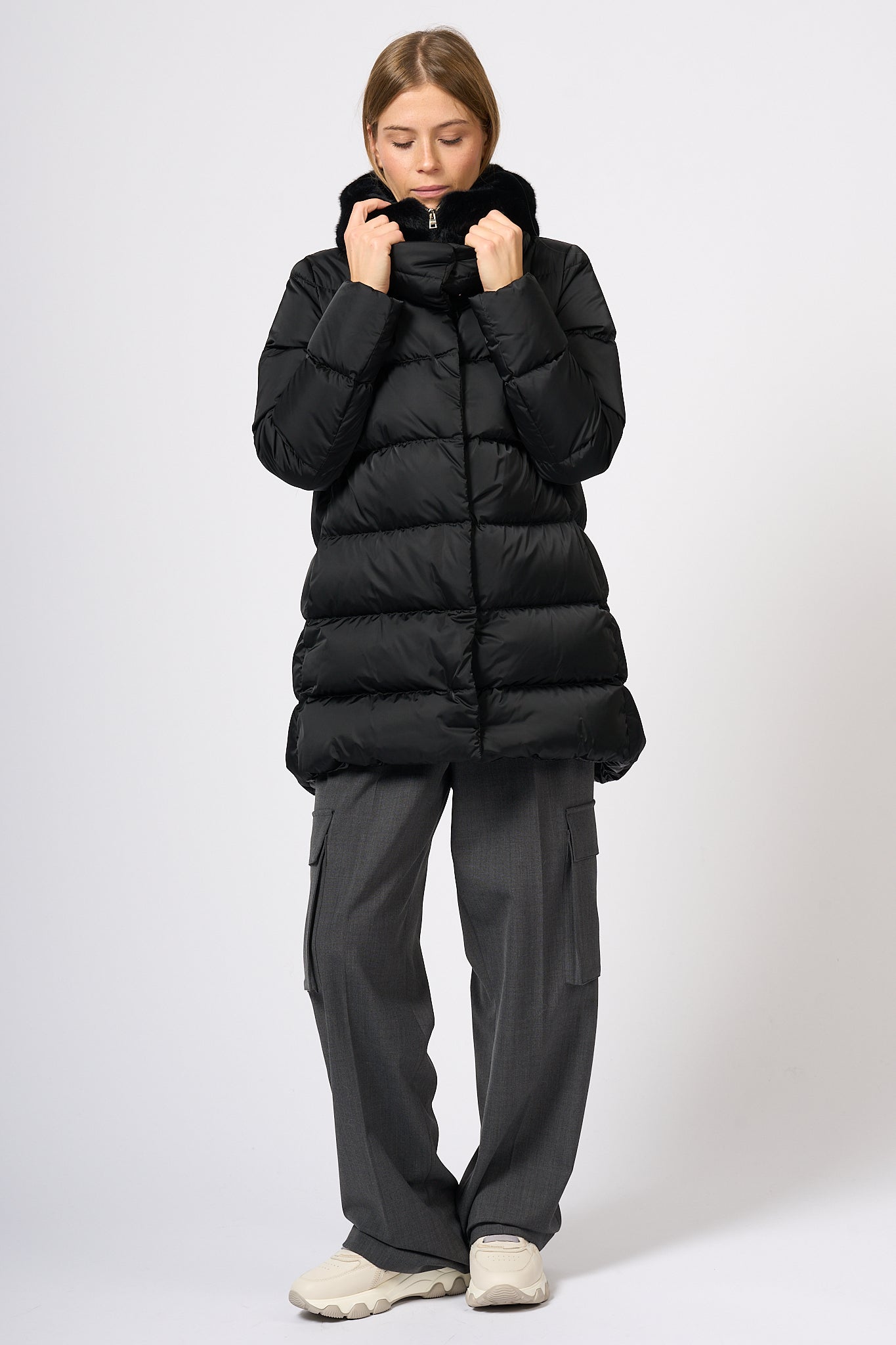 Herno A-shape Down Jacket Black Women-2