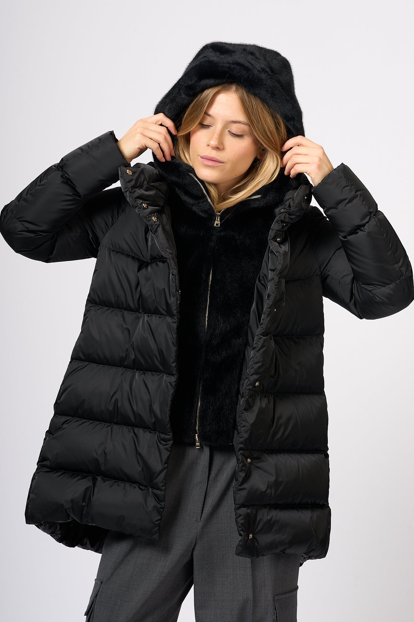 Herno A-shape Down Jacket Black Women-8