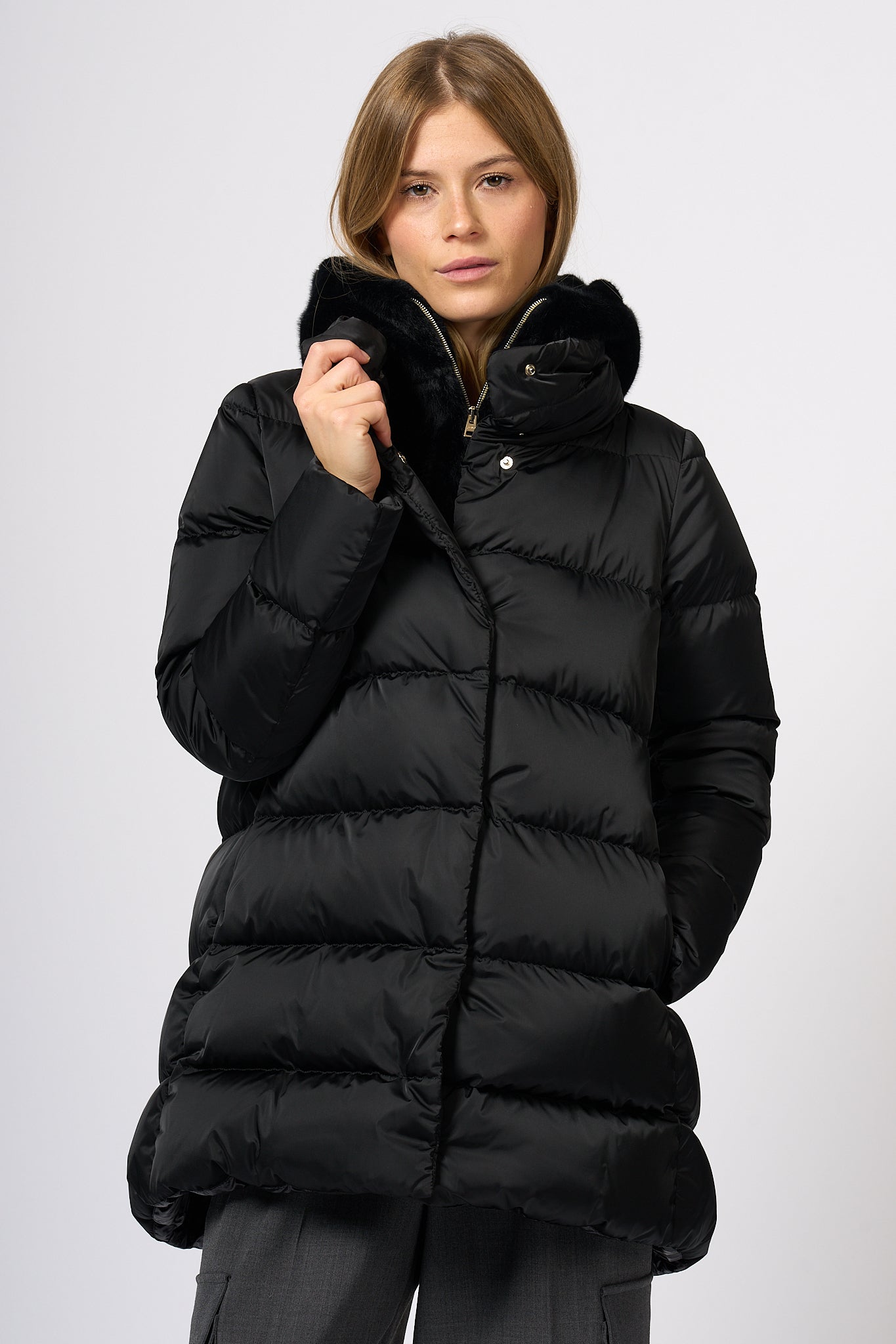 Herno A-shape Down Jacket Black Women-4