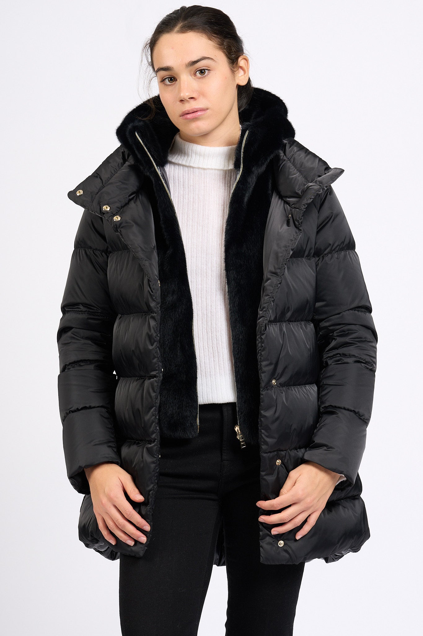Herno Piumino Con Pettorina Nero Donna-9