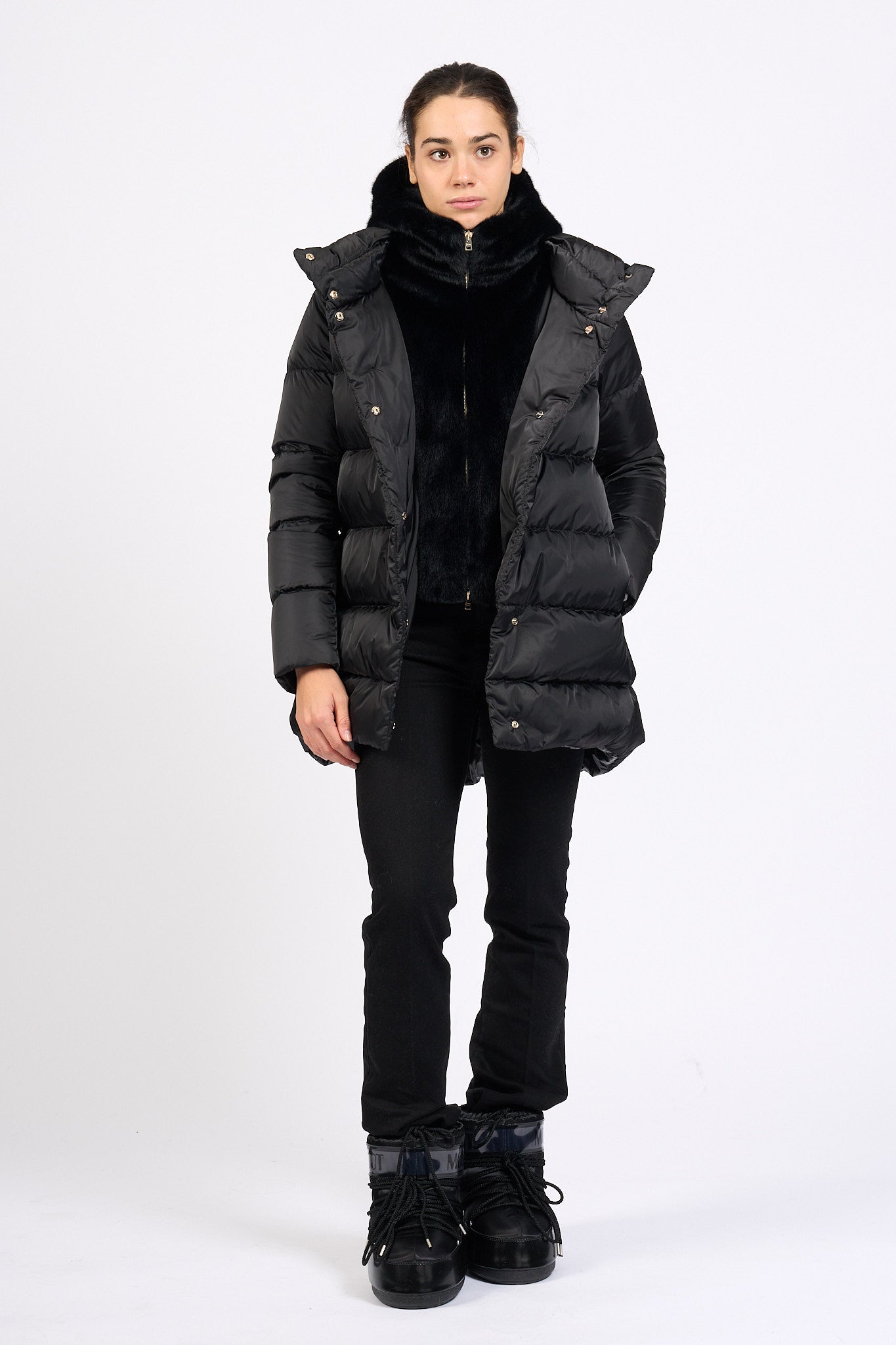 Herno Piumino Con Pettorina Nero Donna-10