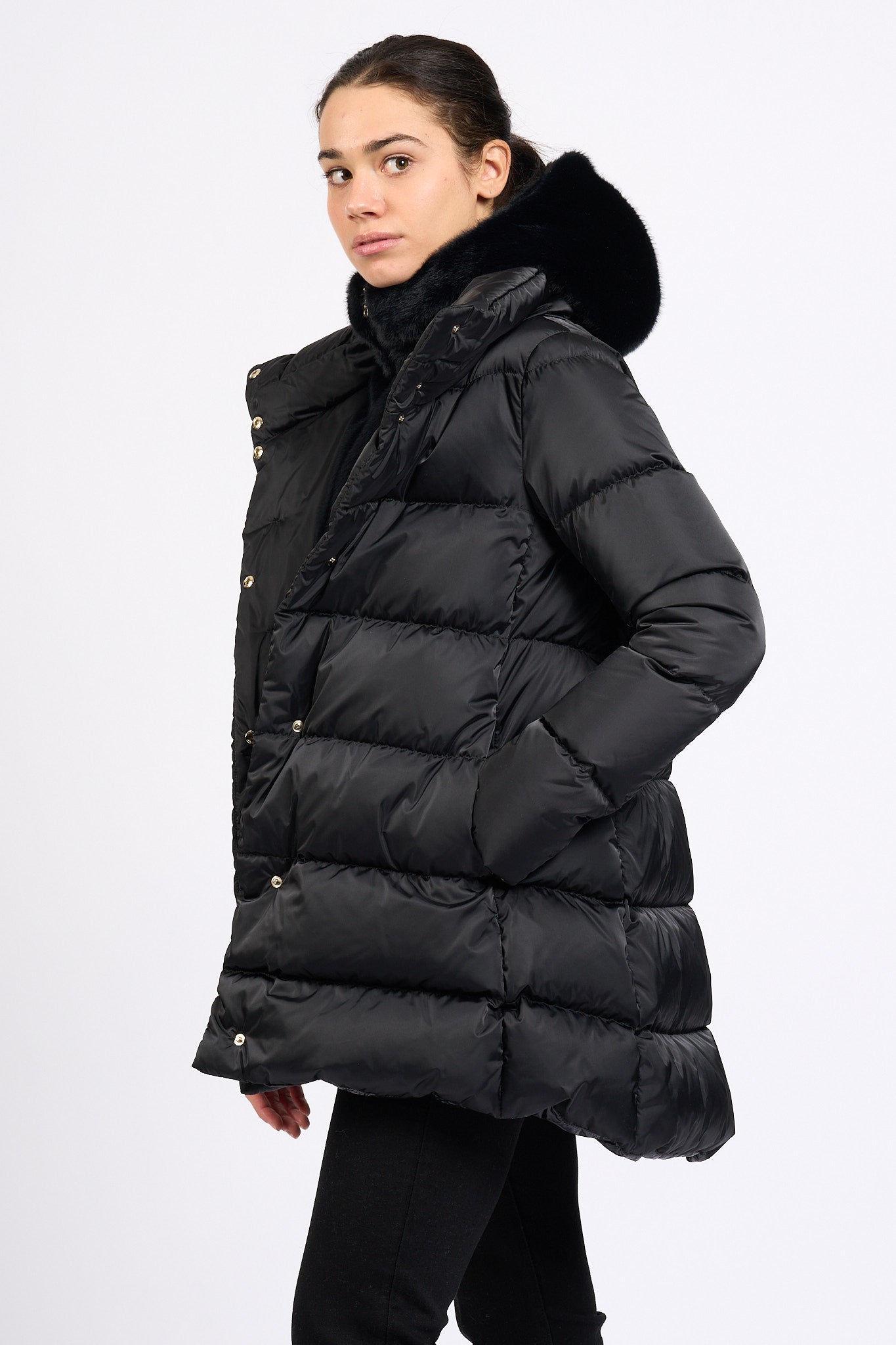 Herno Piumino Con Pettorina Nero Donna-4