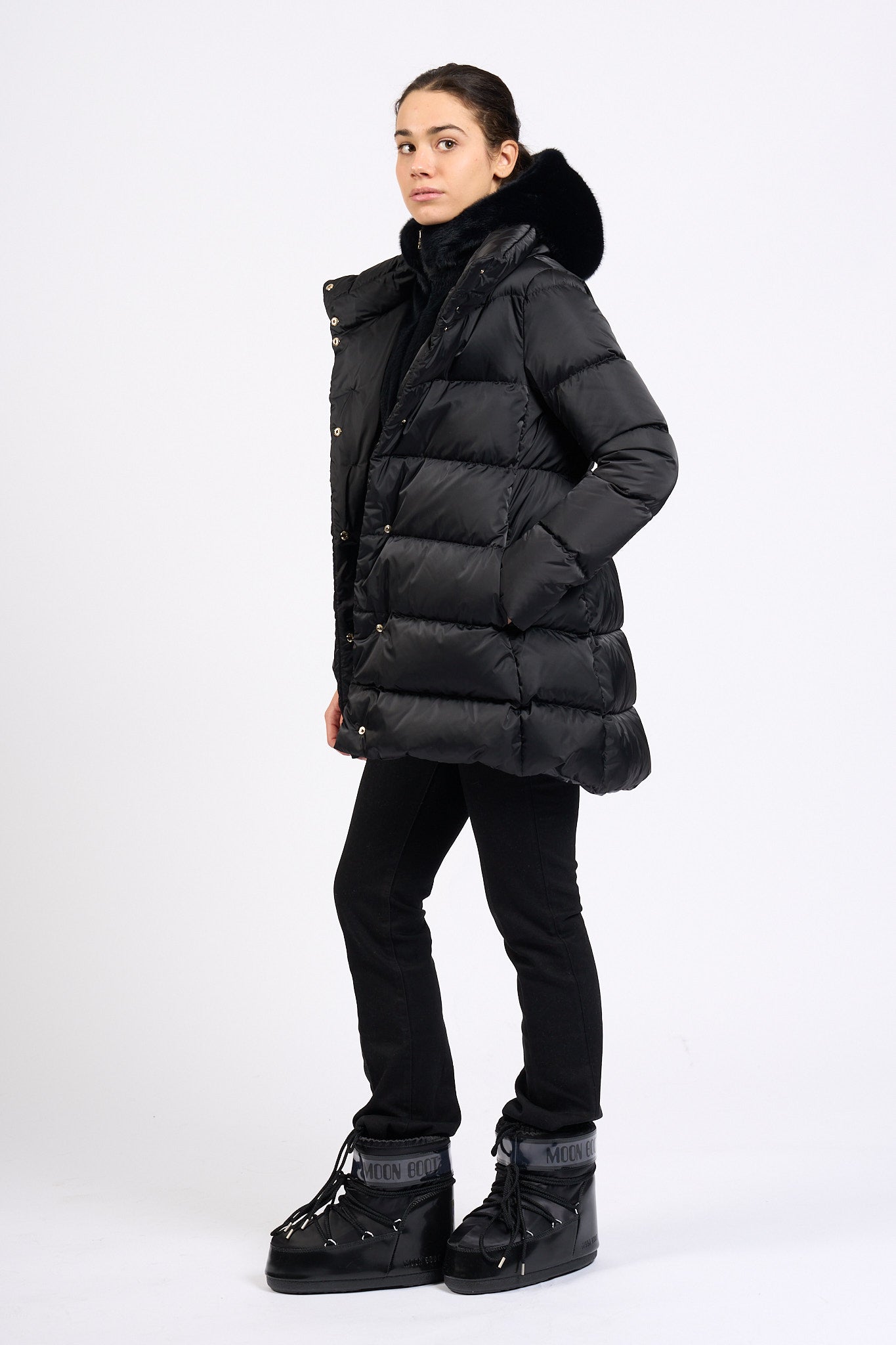 Herno Piumino Con Pettorina Nero Donna-5