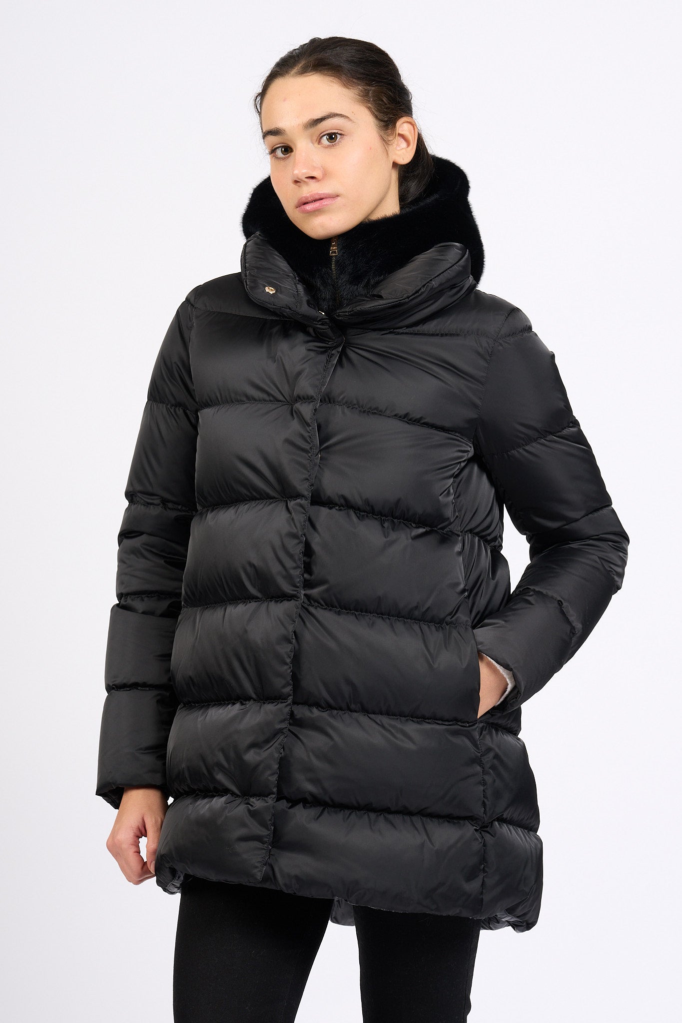 Herno Piumino Con Pettorina Nero Donna-6