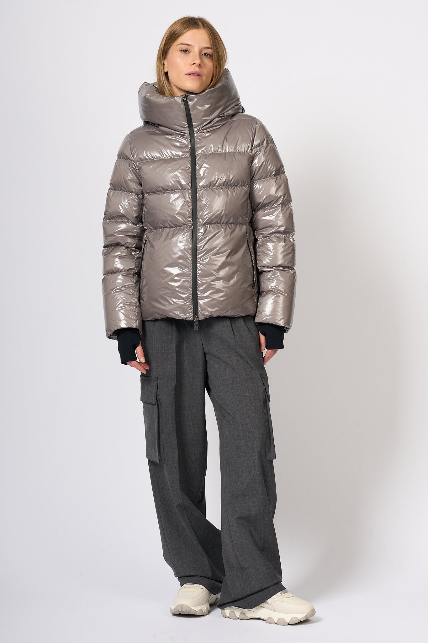 Herno Women's Grey Shiny Down Jacket-8