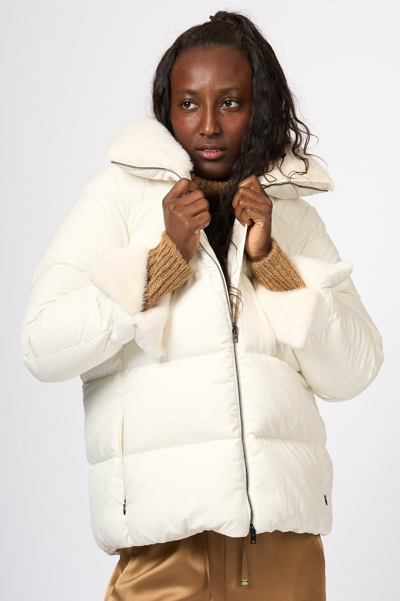 Herno White Opaque Down Jacket Women-1