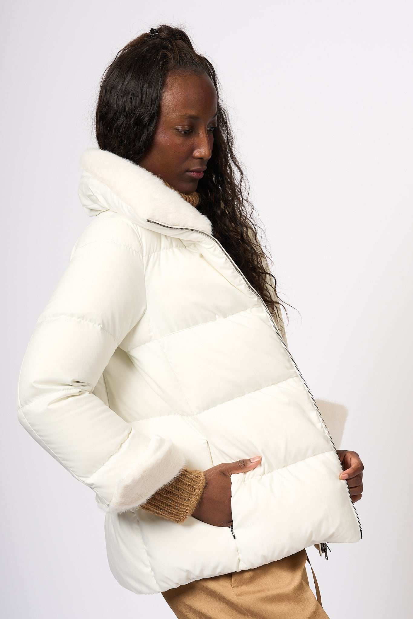 Herno White Opaque Down Jacket Women-7