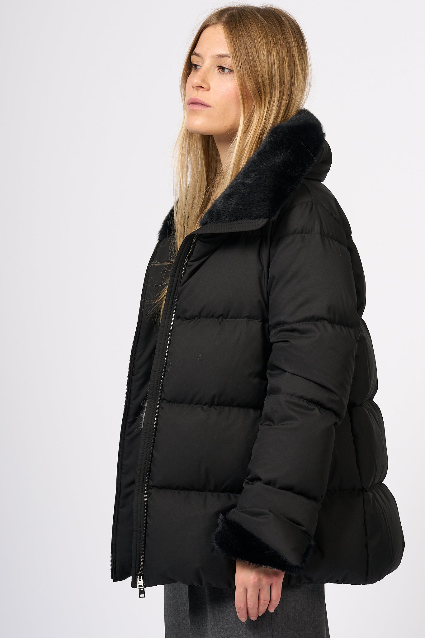 Herno Women's Black Opaque Down Jacket-4