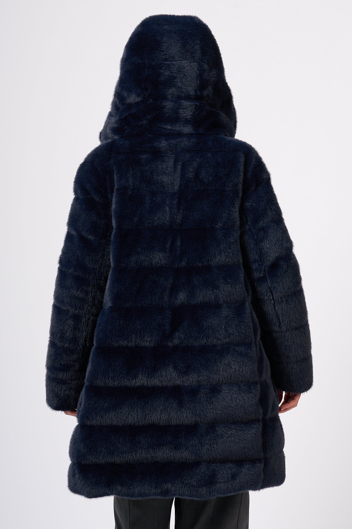 Herno Down Jacket Eco Fur Blue Women-7