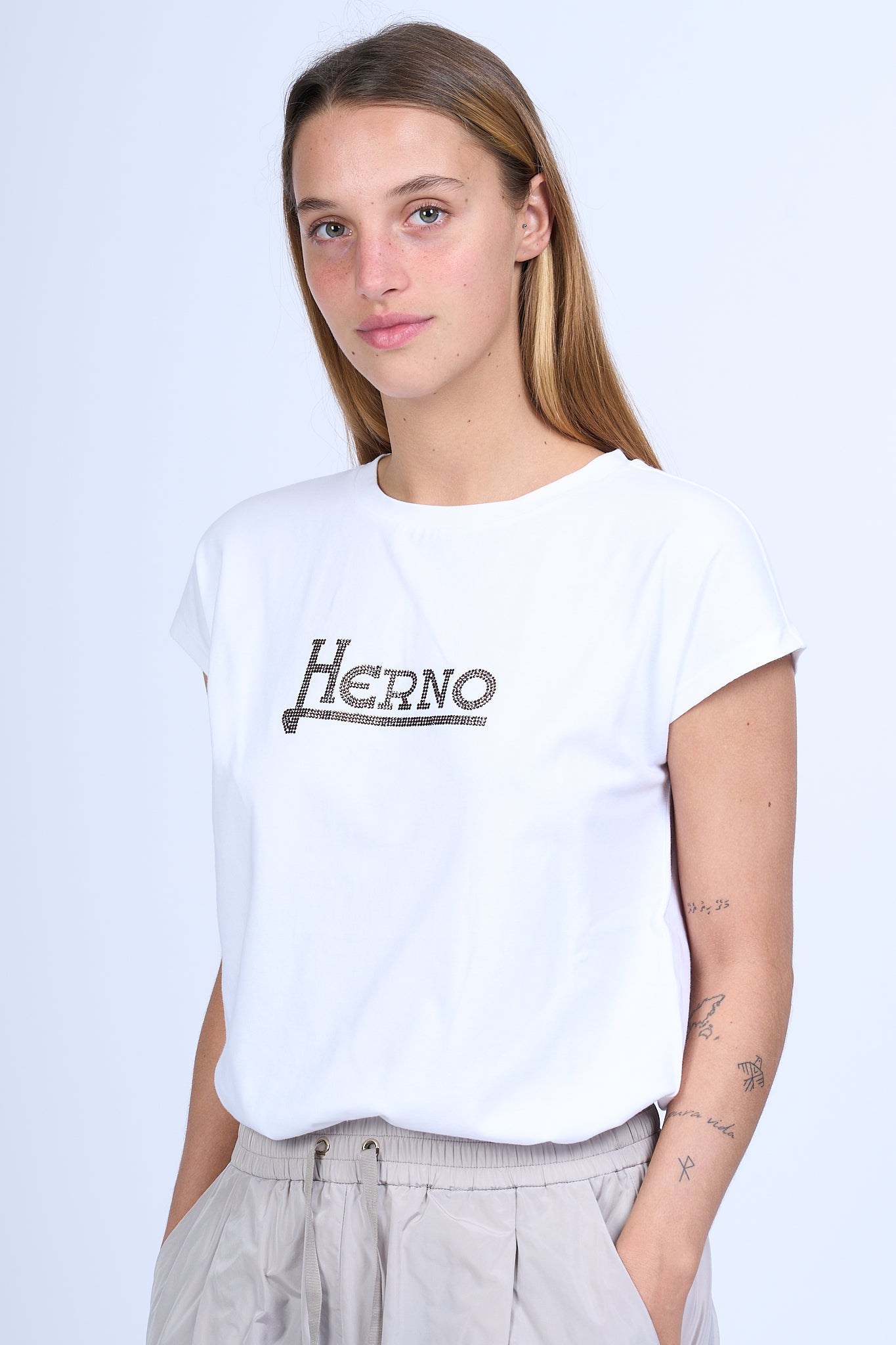 Herno T-shirt Logo Bianco Donna-1