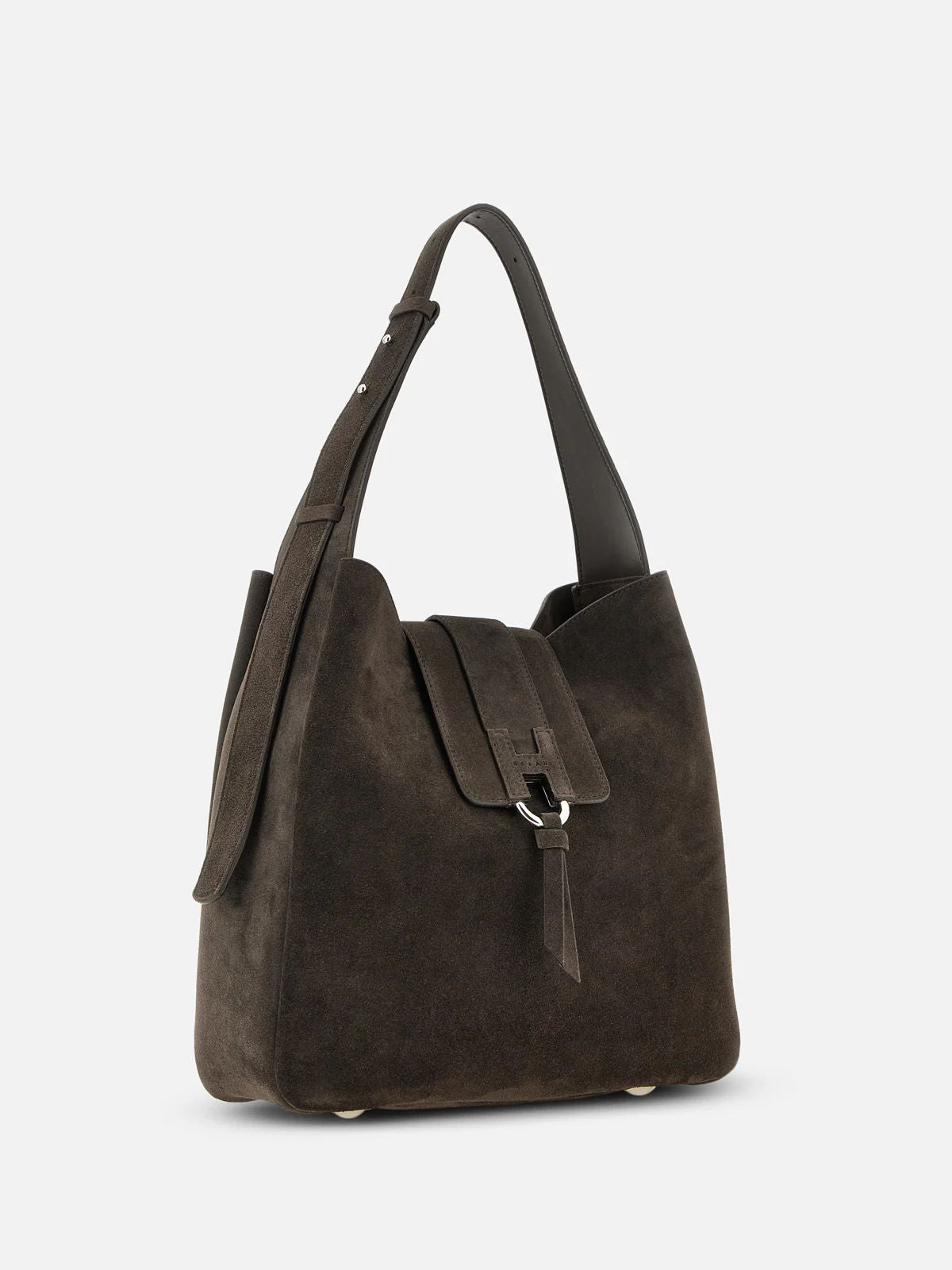Hogan Borsa Hobo Trend Verticale Camoscio Moro Donna-3