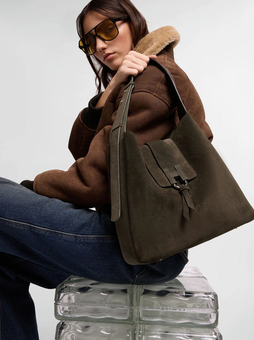 Hogan Borsa Hobo Trend Verticale Camoscio Moro Donna-2