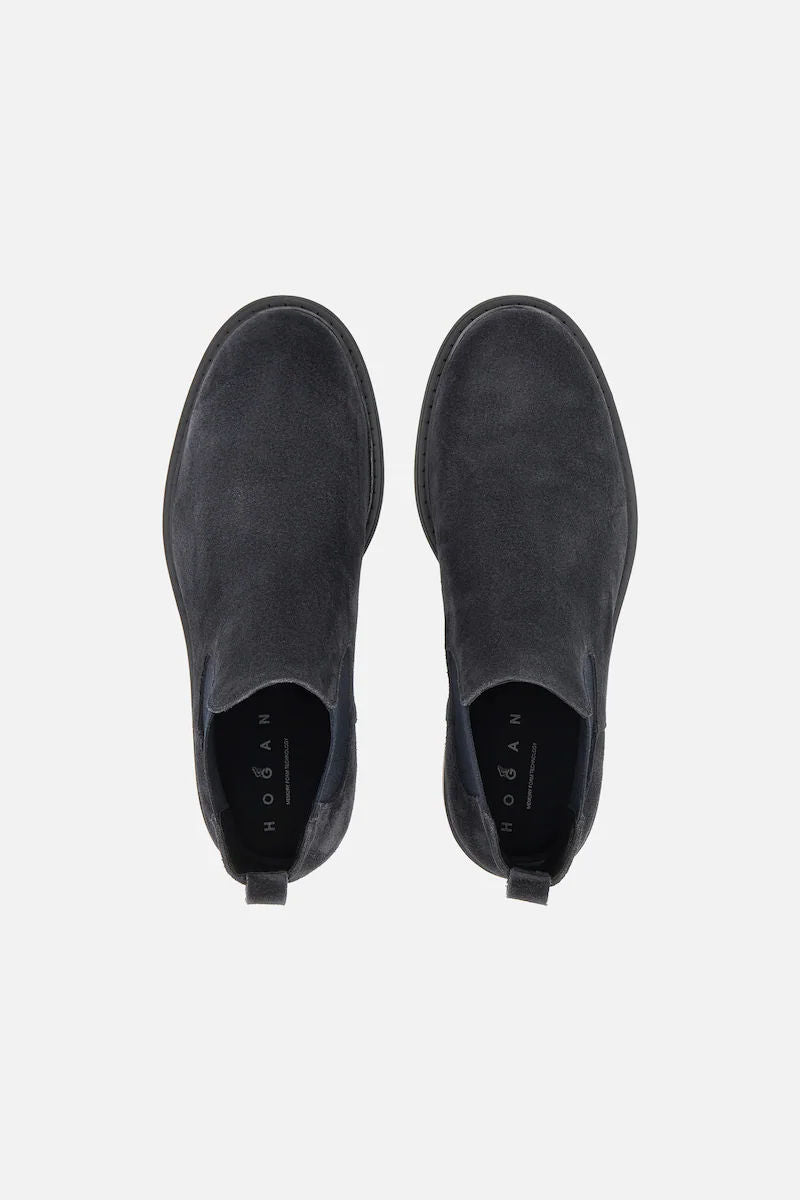 Hogan Chelsea Boot Camoscio Blu Uomo-5