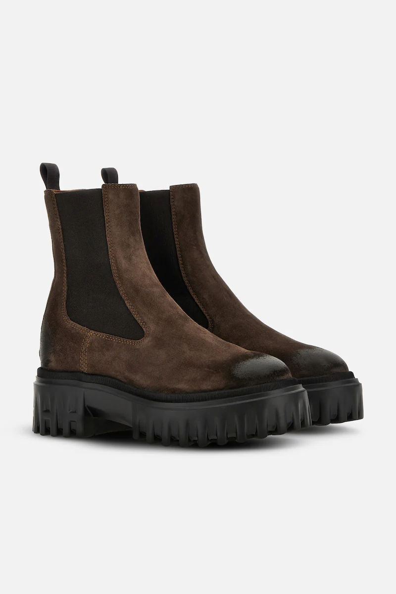 Hogan Chelsea Boot H700 Camoscio Marrone Donna-2