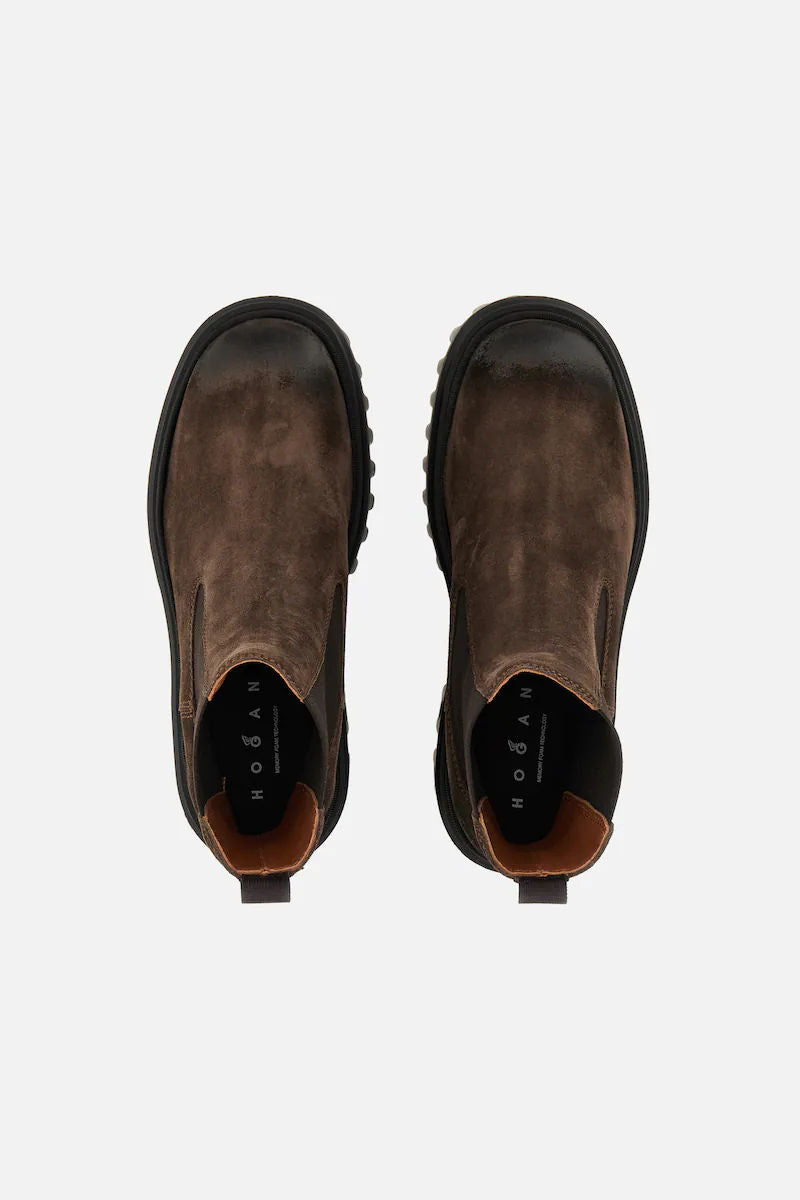 Hogan Chelsea Boot H700 Camoscio Marrone Donna-5