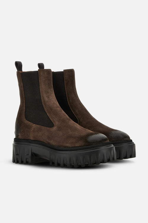 Hogan Chelsea Boot Scamosciato Moro Donna-2