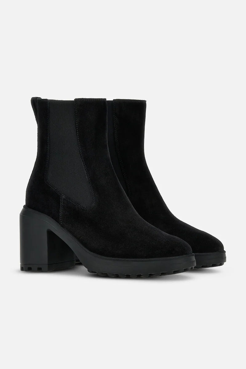 Hogan Chelsea con Tacco Camoscio Nero Donna-2