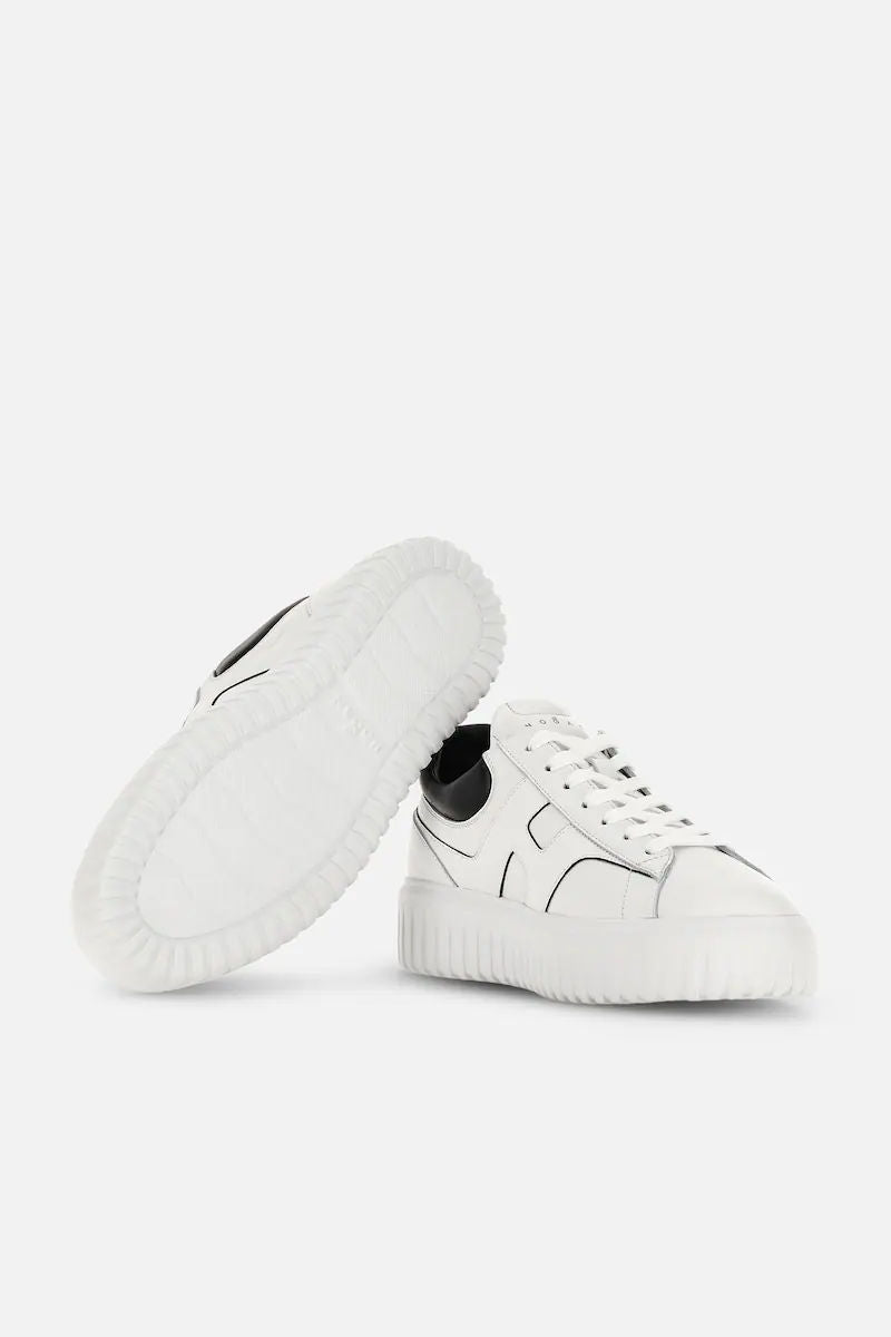 Hogan H-Stripe in Pelle Bianco/Nero Uomo-5
