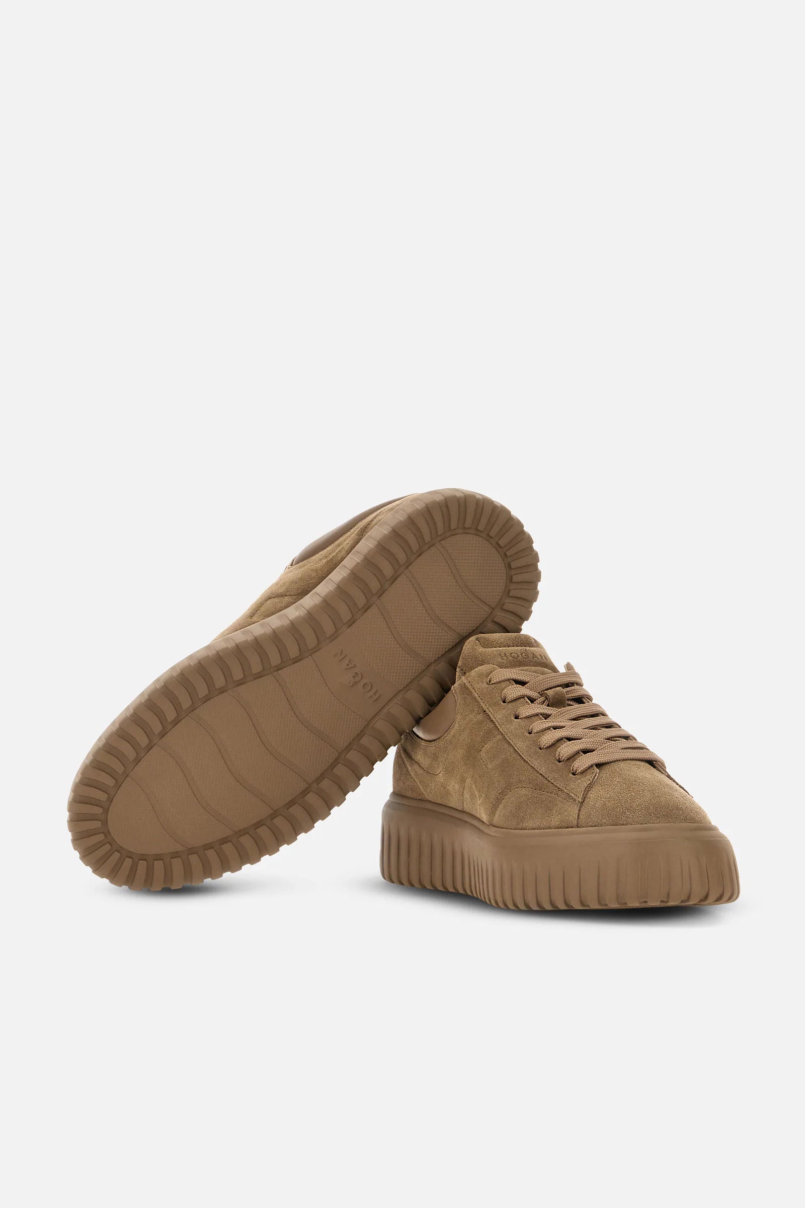 Hogan H Stripe Suede Cammello Uomo-4