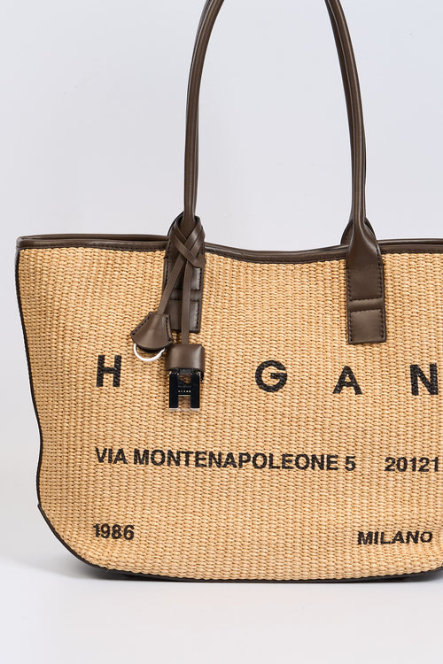 Hogan Shopping Bag Media in Rafia Donna-2