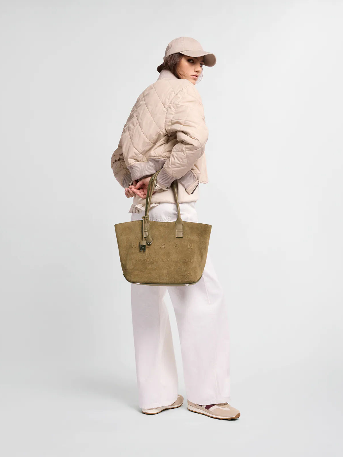 Hogan Shopping Bag in Camoscio Beige Donna-8