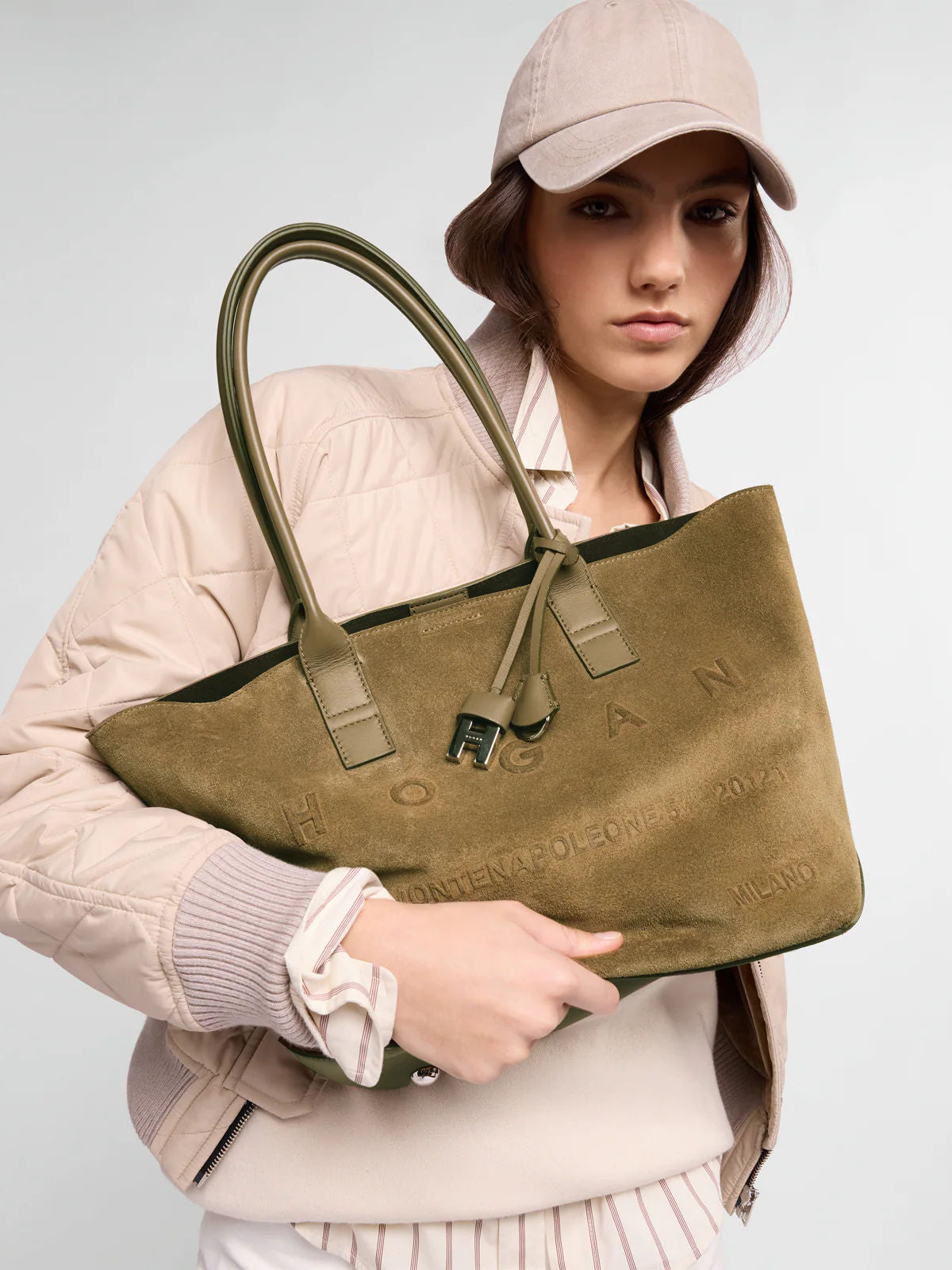Hogan Shopping Bag in Camoscio Beige Donna-2