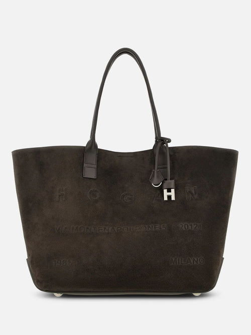 Hogan Shopping Bag in Camoscio Marrone Donna