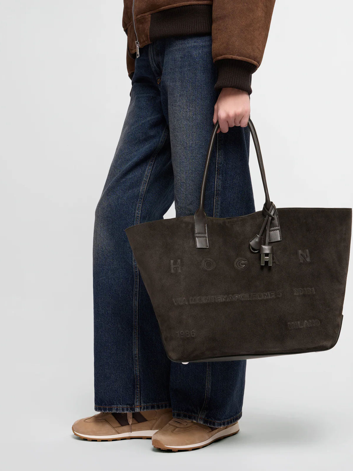 Hogan Shopping Bag in Camoscio Marrone Donna-2