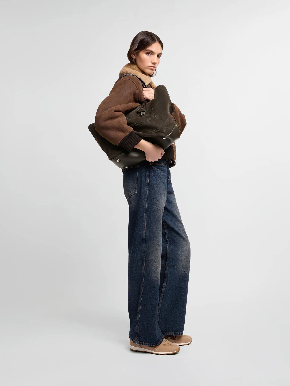 Hogan Shopping Bag in Camoscio Marrone Donna-3