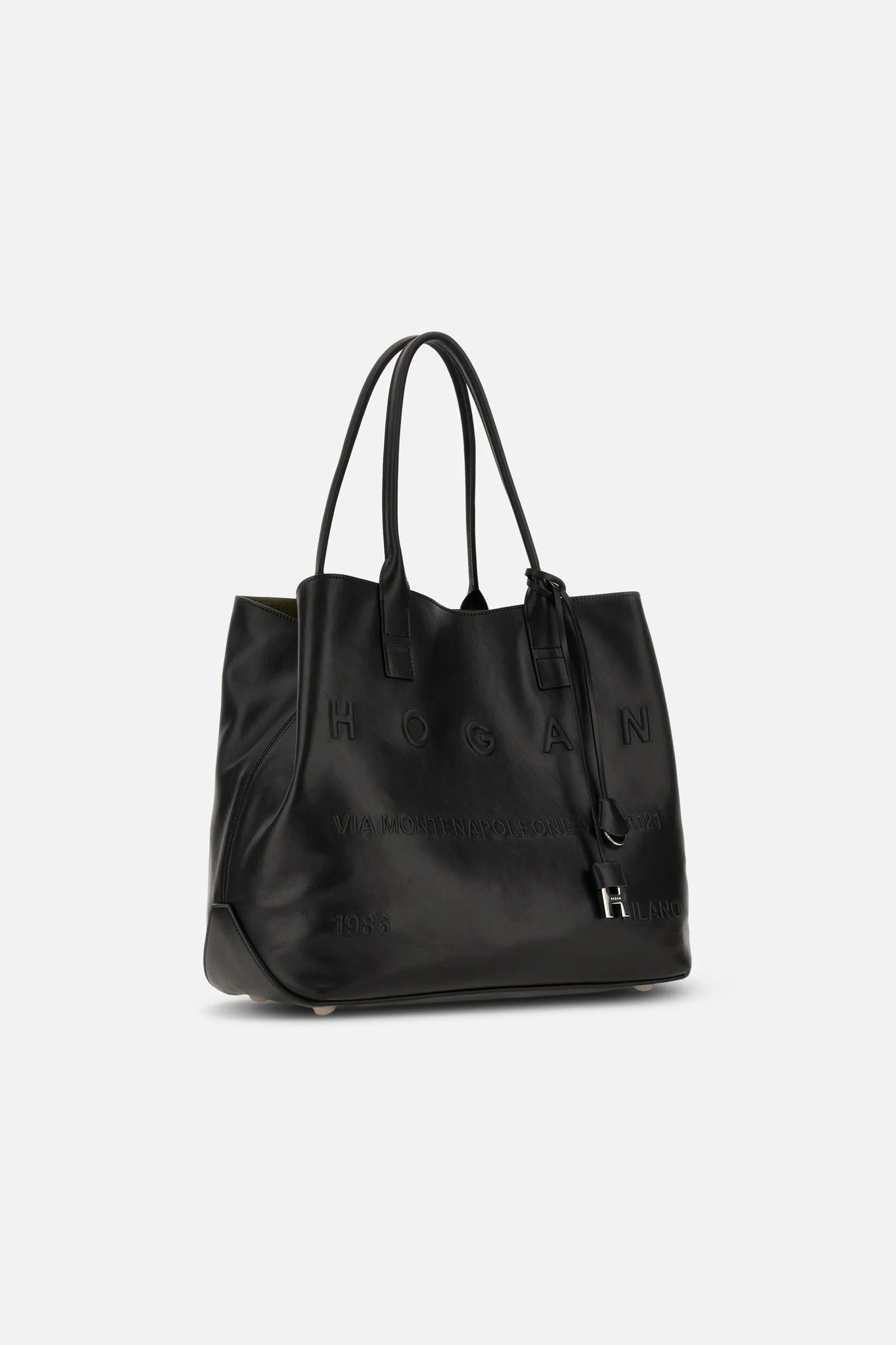 Hogan Shopping Media Pelle Nero Donna-4