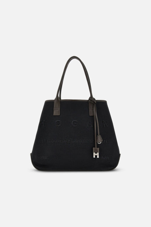 Hogan Shopping Media Tessuto Nero/marrone Donna