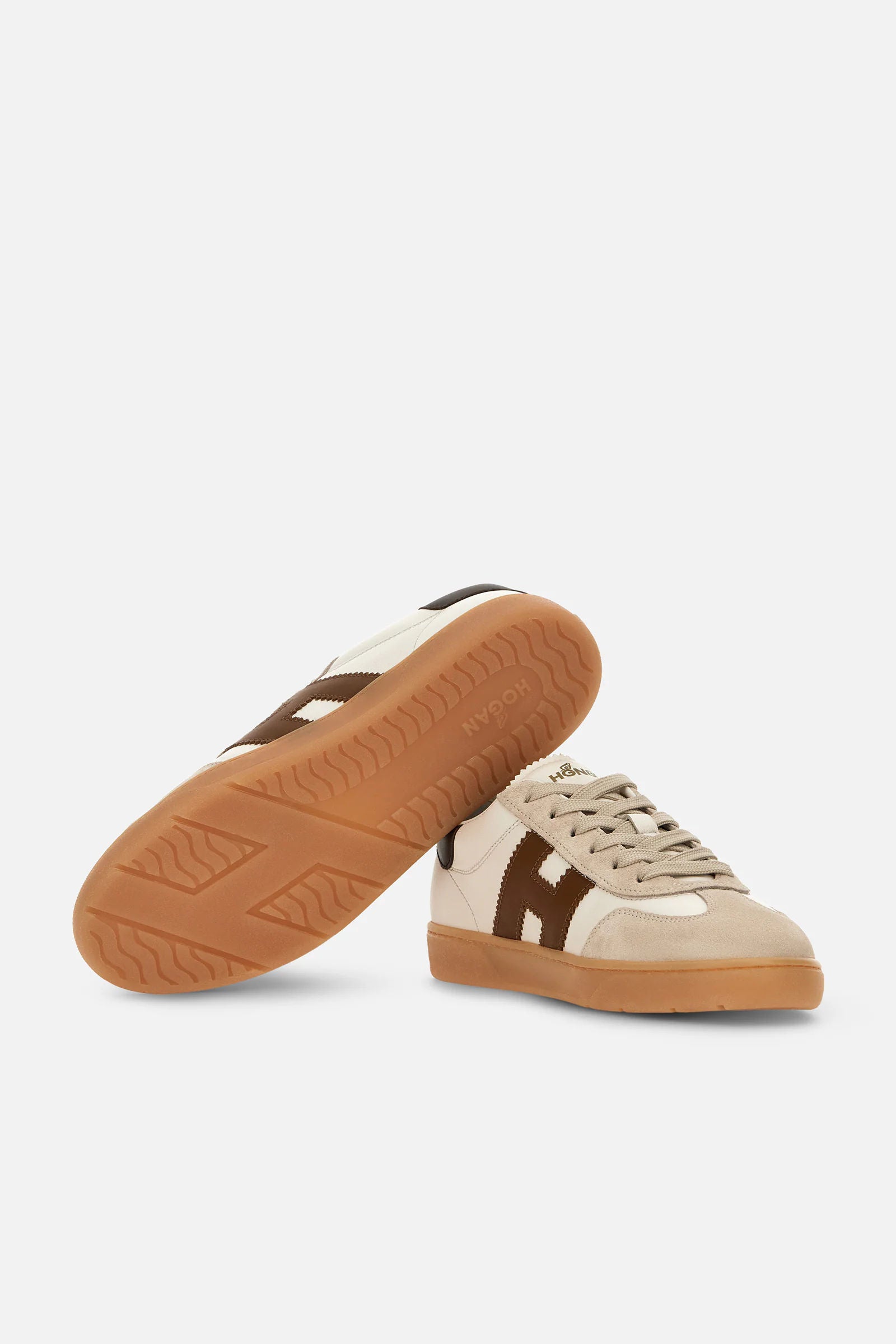 Hogan Sneaker Cool In Pelle Bianco/beige Donna-5