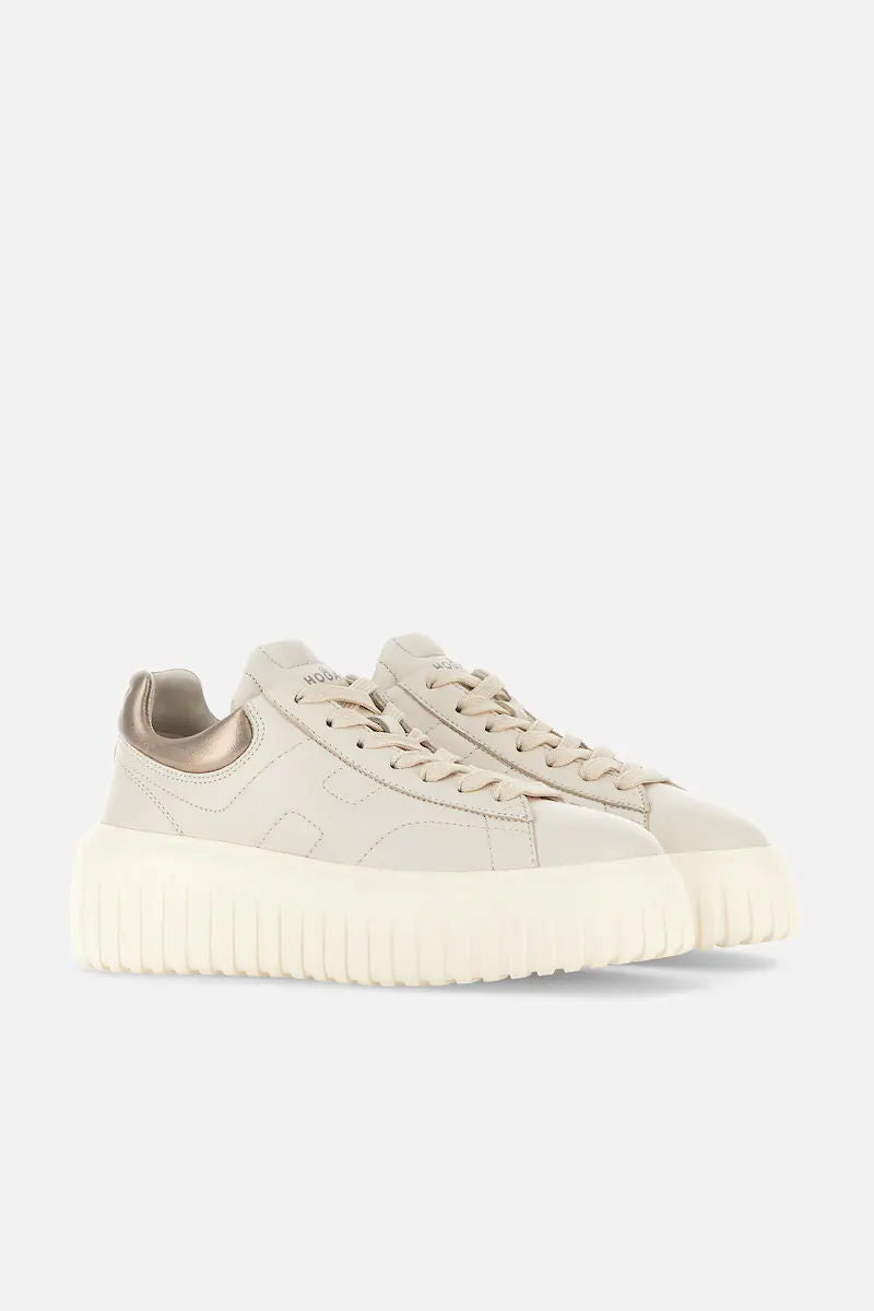 Hogan Sneaker H-Stripe Avorio/Platino Donna-3