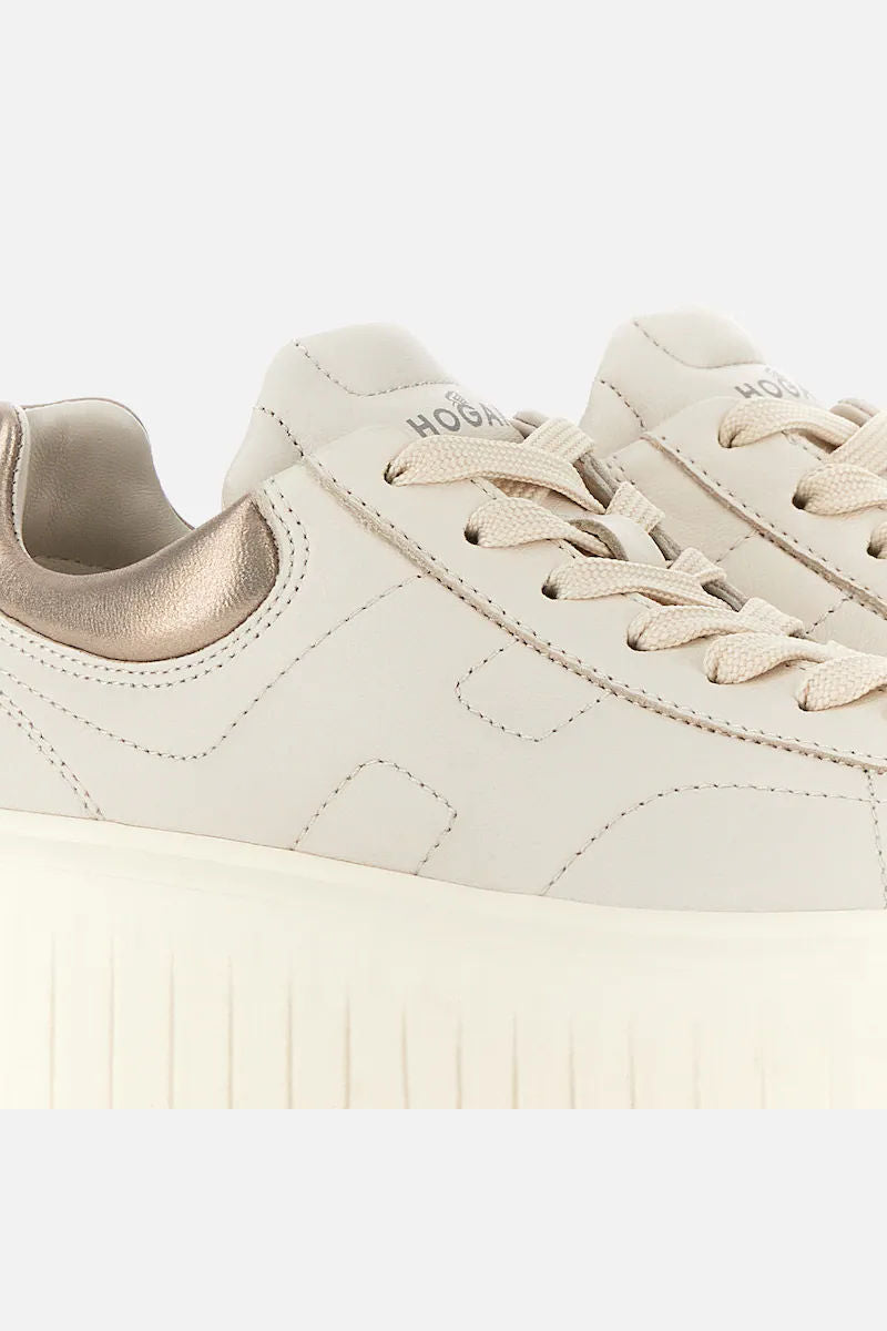 Hogan Sneaker H-Stripe Avorio/Platino Donna-2