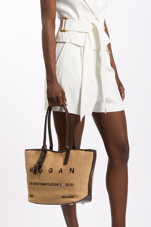 Hogan Shopping Bag Media in Rafia Donna